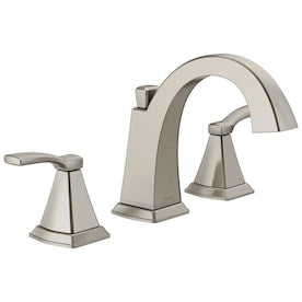 Delta Flynn Brushed Nickel 2-Handle Widespread WaterSense Bathroom Sink Faucet with Drain - Super Arbor