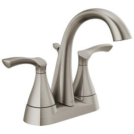Delta Sandover Spotshield Brushed Nickel 2-Handle 4-in Centerset WaterSense Bathroom Sink Faucet with Drain - Super Arbor