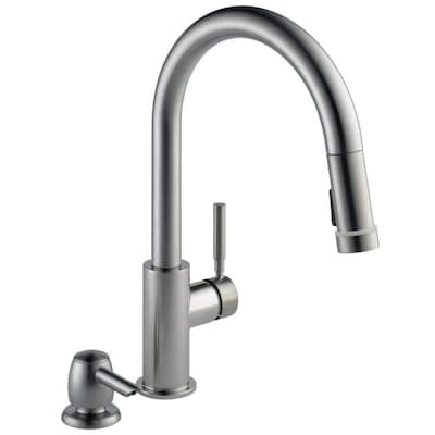 Delta Trask with Tempsense Stainless 1-Handle Deck Mount Pull-Down Handle/Lever Residential Kitchen Faucet (Deck Plate Included)