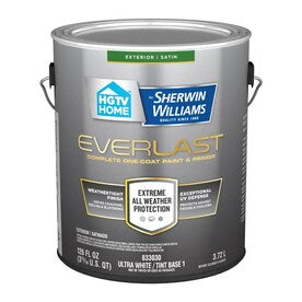 HGTV HOME by Sherwin-Williams Everlast Ultra White/Base1 Satin Exterior Tintable Paint (Actual Net Contents: 126-fl oz) - Super Arbor