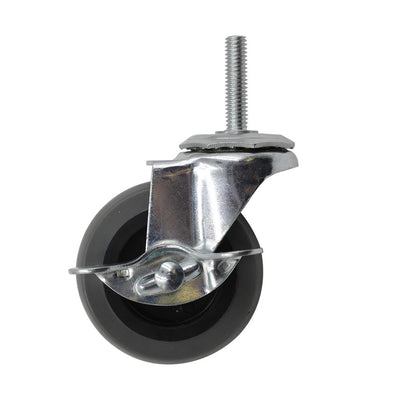 3 in. Medium-Duty Gray TPR Swivel Stem Mount Caster with Brake 175 lbs. Weight Capacity - Super Arbor