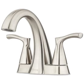 Pfister Masey Brushed Nickel 2-Handle 4-in Centerset WaterSense Bathroom Sink Faucet with Drain - Super Arbor