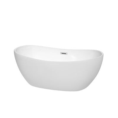 Rebecca 60 in. Acrylic Flatbottom Non-Whirlpool Bathtub in White with Polished Chrome Trim - Super Arbor