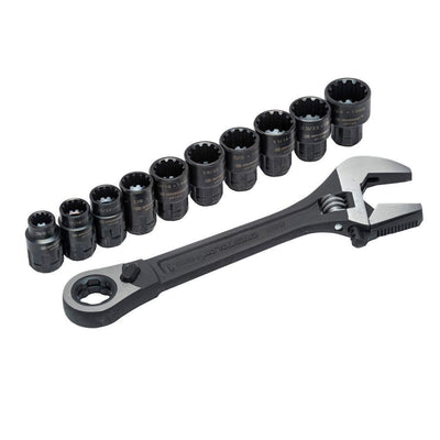 3/8 in. Drive Pass-Thru Adjustable Wrench Set (11-Piece) - Super Arbor