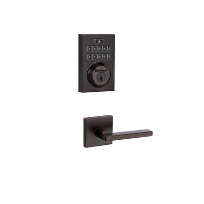 SmartCode 913 Contemporary Venetian Bronze Single Cylinder Electronic Deadbolt with Halifax Hall/Closet Lever - Super Arbor