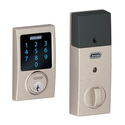 Century Satin Nickel Connect Smart Door Lock with Alarm - Super Arbor