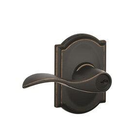 Schlage F51 Accent/Camelot Accent Aged Bronze Reversible Keyed Entry Door Handle - Super Arbor