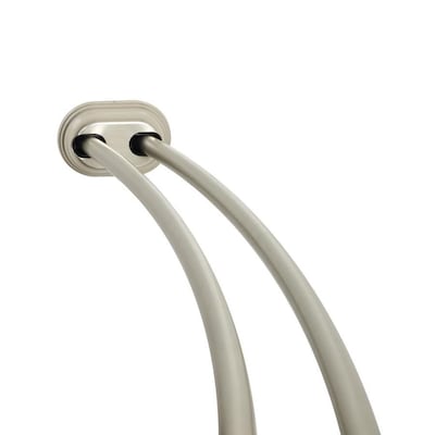 Zenna Home 50-in to 72-in Satin Nickel Tension Double Curve Shower Rod