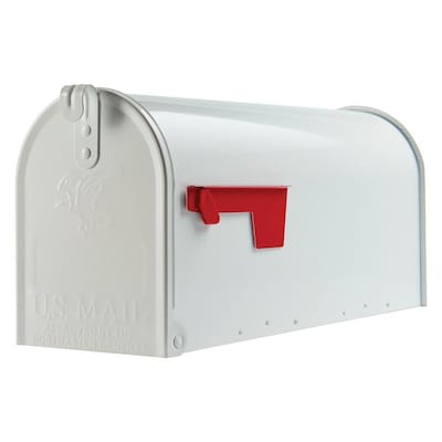 Gibraltar Mailboxes Elite Standard Metal White Post Mount Mailbox