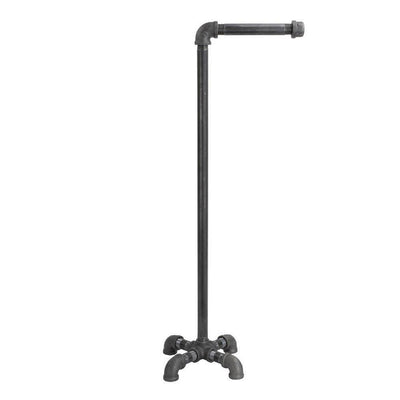 1/2 in. x 2.2 ft. L Black Steel Pipe Freestanding Toilet Paper Holder Kit - Super Arbor