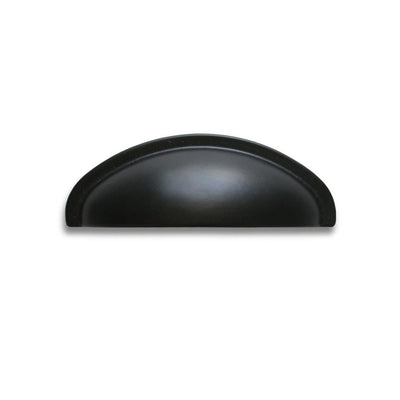 3 in. Center-to-Center Matte Black Cast Metal Traditional Cup Drawer Pull - Super Arbor