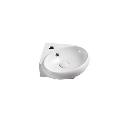 Elanti Wall-Mounted Corner Oval Compact Bathroom Sink in White - Super Arbor