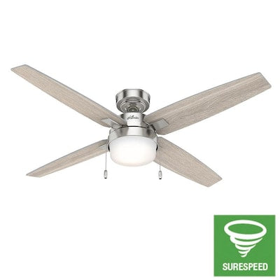 Hunter Crossfield LED 54-in Brushed Nickel LED Indoor Ceiling Fan with Light Kit (4-Blade)