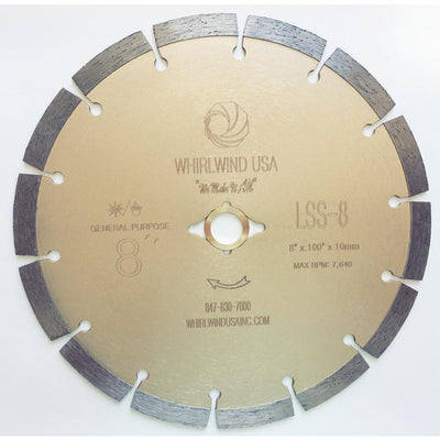 Whirlwind USA 8 in. 14-Teeth Segmented Diamond Saw Blade for Dry or Wet Cutting Concrete Stone Brick and Masonry