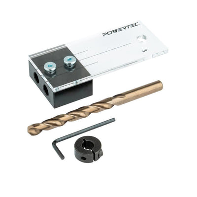 3/8 in. Dowel Drilling Jig with Cobalt M-35 Drill Bit and Split Ring Stop Collar - Super Arbor