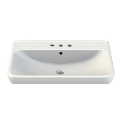 Nameeks Belo Wall Mounted Vessel Bathroom Sink in White with 3 Faucet Holes - Super Arbor