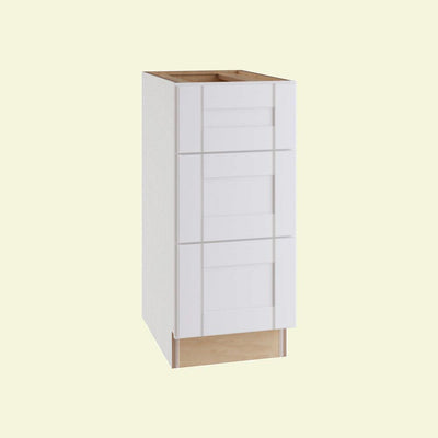 Vesper White Shaker Assembled Plywood 15 in. x 34.5 in. x 21 in. Base Drawer Vanity Cabinet with Soft Close - Super Arbor