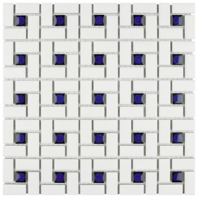 Merola Tile Spiral Blue and White 12-1/2 in. x 12-1/2 in. x 6 mm Porcelain Mosaic Tile (11.07 sq. ft. / case) - Super Arbor