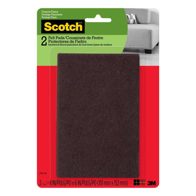 Scotch 4 in. x 6 in. Brown Rectangle Surface Protection Felt Floor Pads (2-Pack) - Super Arbor