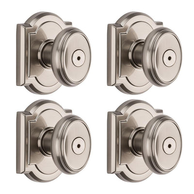 Prestige Carnaby Satin Nickel Bed/Bath Door Knob (4-Pack) - Super Arbor