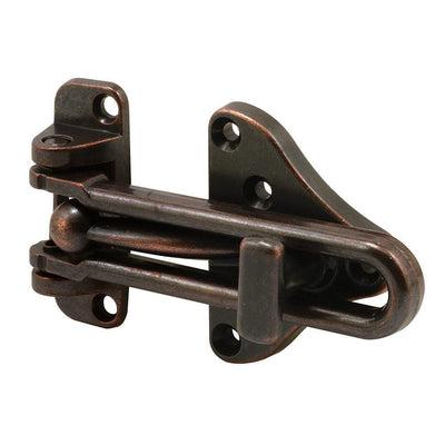 3-7/8 in. Hinged Bar Lock, High Security Door Guard, Diecast Zinc Construction, Classic Bronze Finish - Super Arbor