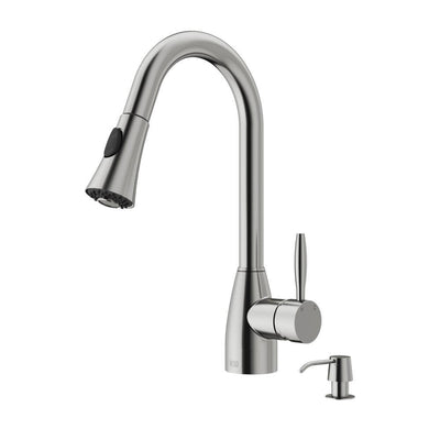 Aylesbury Single-Handle Pull-Down Sprayer Kitchen Faucet with Soap Dispenser in Stainless Steel - Super Arbor
