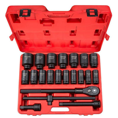 3/4 in. Drive 7/8-2 in. 6-Point Deep Impact Socket Set (22-Piece) - Super Arbor