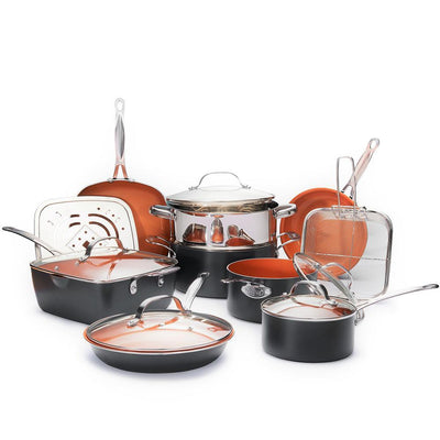 15-Piece Non-Stick Ti-Ceramic Cookware Set with Square Pans and Lids - Super Arbor