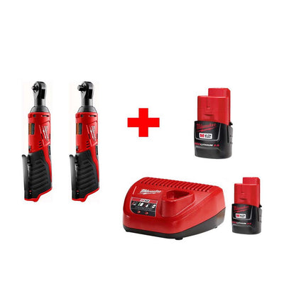 M12 12-Volt Lithium-Ion Cordless 1/4 in. Ratchet and 3/8 in. Ratchet Combo Kit (2-Tool) W/ (2) 2.0Ah Batteries - Super Arbor