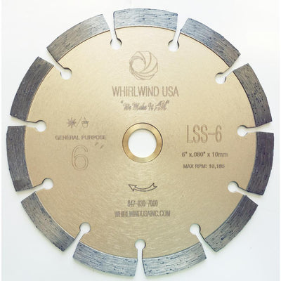 Whirlwind USA 6 in. 11-Teeth Segmented Diamond Blade for Dry or Wet Cutting Concrete, Stone, Brick and Masonry