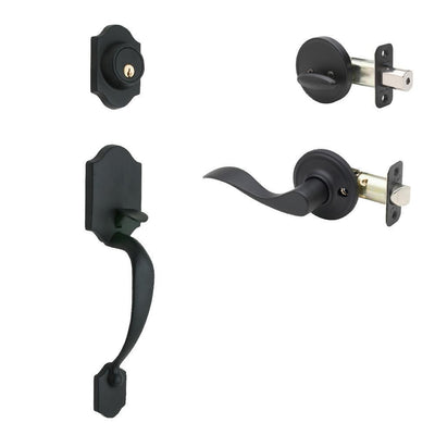 Heritage Black Door Handleset and Waverlie Lever Trim - Super Arbor