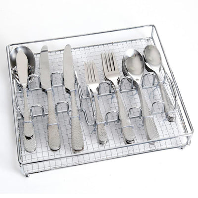 Hammered 46-Piece Stainless Steel Flatware Set (Service for 8) - Super Arbor