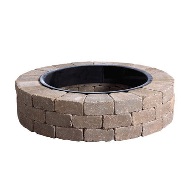 Weston 52 in. x 12 in. Northwoods Tan Round Concrete Fire Pit Kit With Metal Liner - Super Arbor