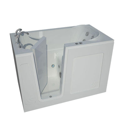 HD Series 54 in. Left Drain Quick Fill Walk-In Whirlpool Bath Tub with Powered Fast Drain in White - Super Arbor
