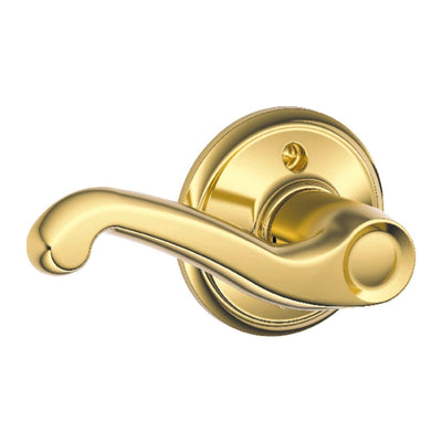 Schlage Flair Bright Brass Dummy Lever Left Handed