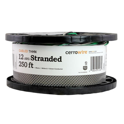 250 ft. 12-3 Black, White and Green Cabled Stranded THHN Cable - Super Arbor