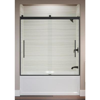 Elmbrook 49.625 in. x 61.5625 in. Frameless Sliding Bathtub Door in Matte Black - Super Arbor