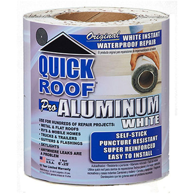 6 in. x 25 ft. Quick Roof Pro Aluminum Surface Tape in White - Super Arbor