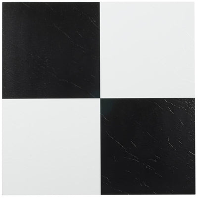 ACHIM Tivoli Black and White 12 in. x 12 in. Peel and Stick Checkered Pattern Vinyl Tile (45 sq. ft./case)
