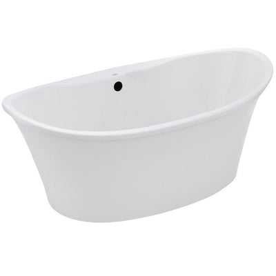 Orchestra 66 in. Fiberglass Center Drain Non-Whirlpool Flatbottom Freestanding Bathtub in White - Super Arbor