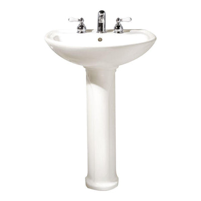 American Standard Cadet Pedestal Combo Bathroom Sink with 8 in. Faucet Centers in White - Super Arbor