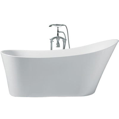 67 in. Acrylic Right Drain Oval Flat Bottom Freestanding Bathtub in White - Super Arbor