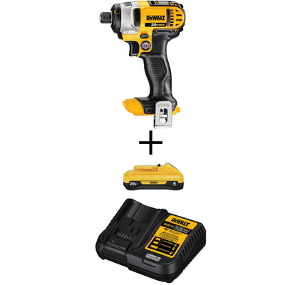 20-Volt MAX Li-Ion Cordless 1/4 in. Impact Driver (Tool-Only) w/ 20-Volt Max Li-Ion 4.0 Ah Battery & Charger Starter Kit - Super Arbor