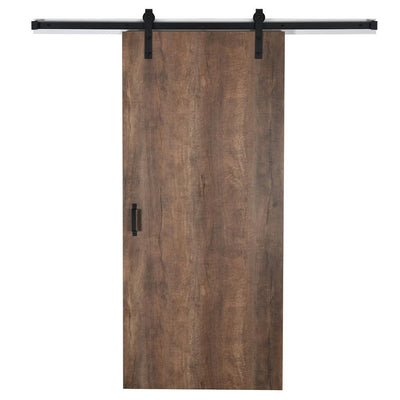 43 in. x 84 in. Oxidized Beamwood 9484-58 Solid Core Wood Flush Barn Door with Sliding Door Hardware Kit - Super Arbor