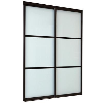 ReliaBilt 9700 Series Northwood 72-in x 80-in Black Frosted Glass Prefinished Pine Wood Sliding Door (Hardware Included) - Super Arbor