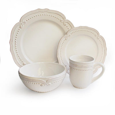 16-Piece Solid White Stone Dinnerware Set (Service for 4) - Super Arbor