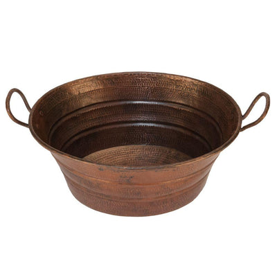Premier Copper Products Oval Bucket Hammered Copper Vessel Sink with Handles in Oil Rubbed Bronze - Super Arbor