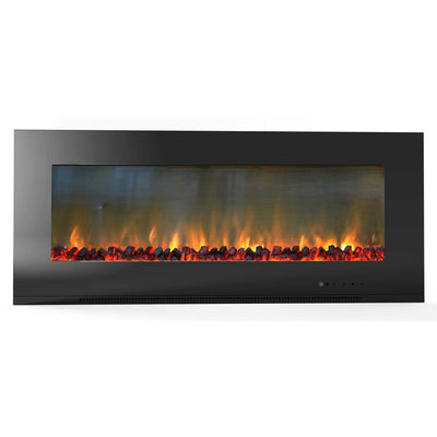 Metropolitan 56 in. Wall-Mount Electic Fireplace in Black - Super Arbor