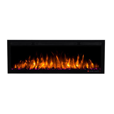 Slimline 50 in. Wall Mount and Recessed Electric Fireplace in Black - Super Arbor
