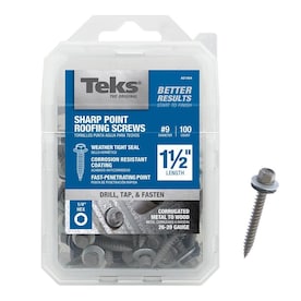 Teks #9 x 1-1/2-in Zinc-Plated Zinc-Plated Self-Drilling Roofing Screws (100-Count) - Super Arbor